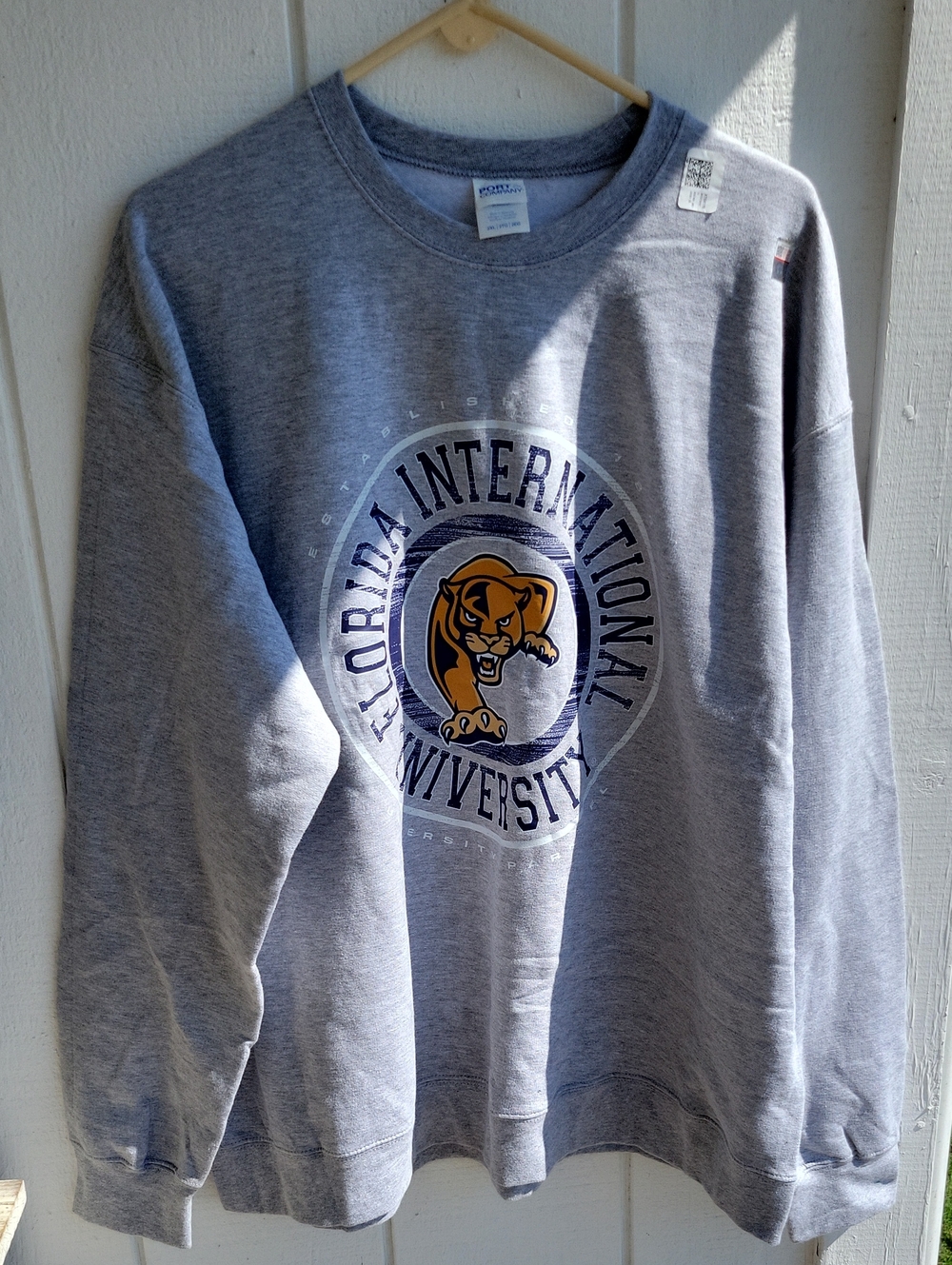 University Florida International Gray Crewneck Sweatshirt with Gold Panther Logo